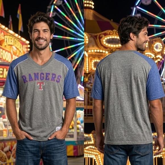 Texas Rangers Other - Texas Rangers Dynasty Series Shirt Men's Large 44 Chest Gray Jersey Graphic Tee